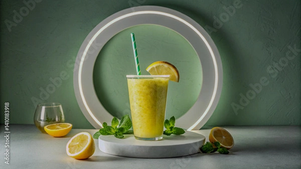 Obraz Lemon Smoothie Inside a Luminous Ring