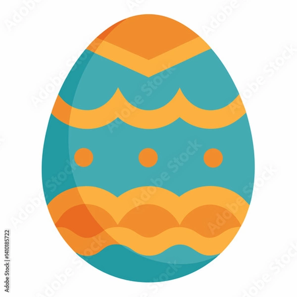 Fototapeta Decorative Easter Egg With Orange And Blue Flat Vector Graphic Design Celebrating Holiday Season Springtime Symbol Of Celebration