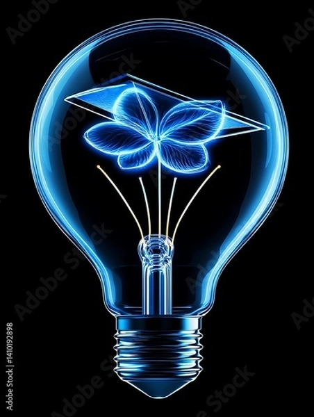 Fototapeta Idea Bulb with Butterfly Design