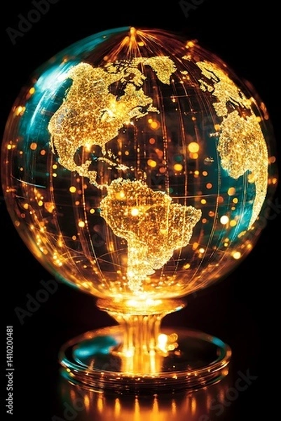 Fototapeta Illuminated Globe, Global Connection