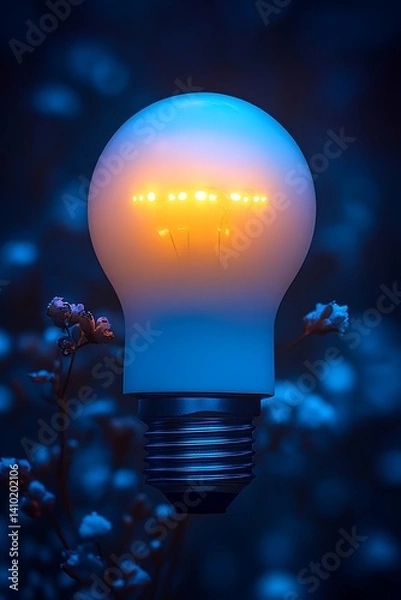 Fototapeta Illuminated Lightbulb, Night Flowers
