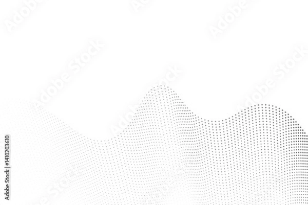 Fototapeta Minimal Black and white wavy halftone background vector Vector in concept of technology science.