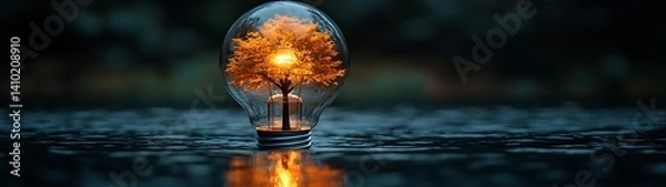 Fototapeta Illuminated Tree in a Lightbulb