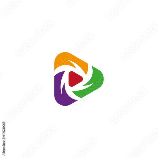 Fototapeta media play logo with a swirl shape