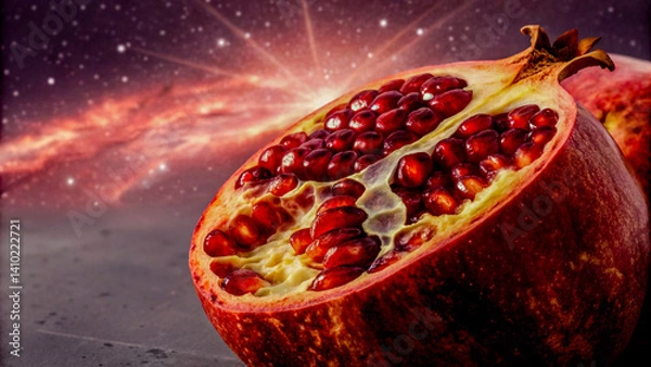 Obraz Pomegranate Juice Inside a Burning Crystal Core Resembling a Planet's Center