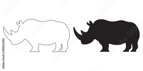 Fototapeta Vector rhino icon – durable and recognizable shape for safari and adventure logos – rhino silhouette – rhino vector – rhino illustration – rhino outline – rhino icon – rhino line art

