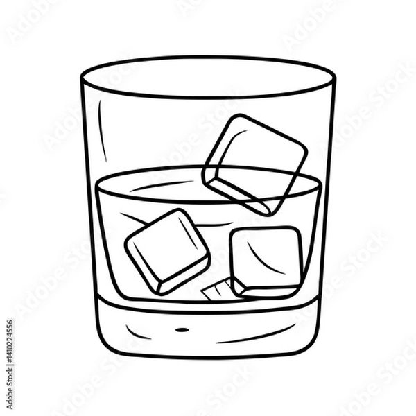 Obraz glass of whiskey on rocks icon, glass of whiskey on rocks vector illustration-simple illustration of glass of whiskey on rocks, perfect for glass of whiskey on rocks logos and icons