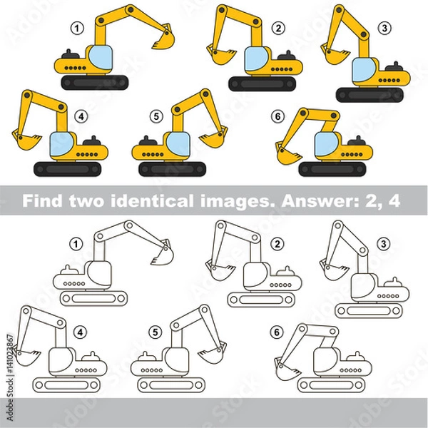 Obraz Visual game. Find hidden couple of vehicles.