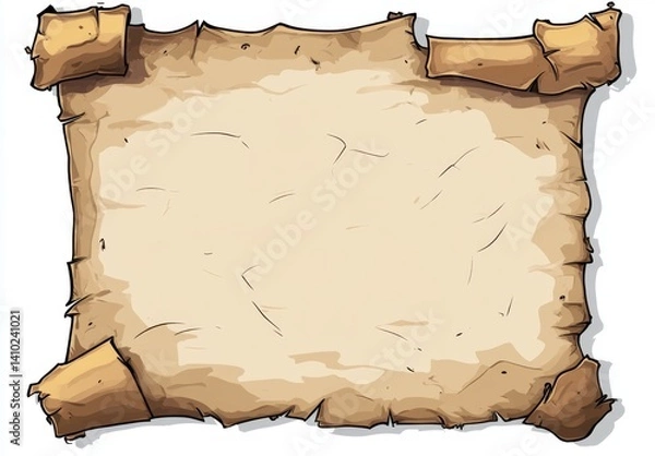 Fototapeta Old, textured parchment scroll, blank
