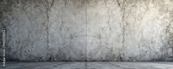 Obraz Rough textured concrete wall with deep cracks and weathered stone finish, grunge, stone, urban