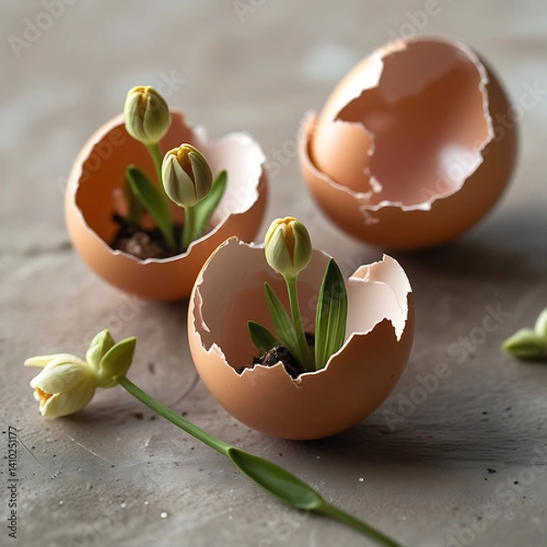 Obraz broken egg with flower