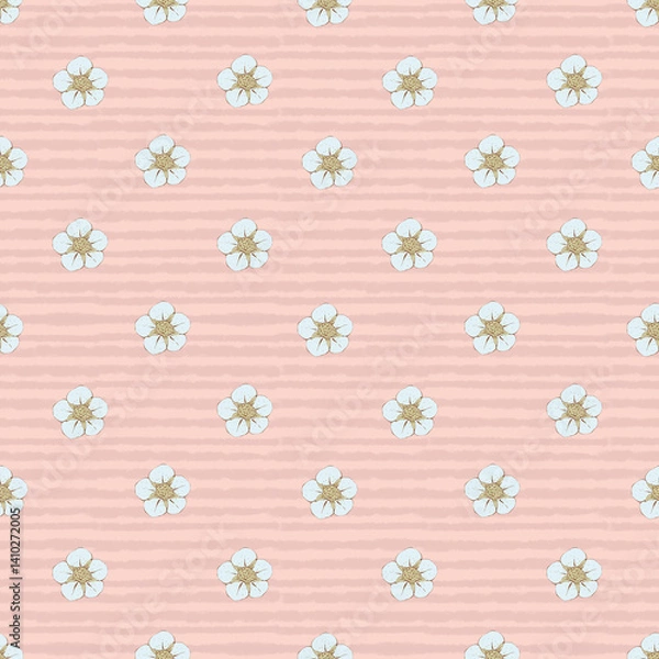 Obraz Floral seamless pattern with blue flowers. Retro rustic background. Hand drawn botanical illustration in pastel colors.