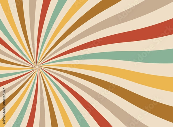 Fototapeta Retro radial sunburst background with vintage red and white spiral rays, grunge texture, perfect for circus, carnival, fair, or chapiteau-themed designs and nostalgic poster layouts