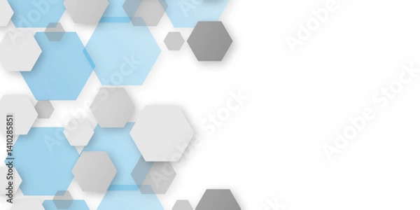 Fototapeta Abstract geometric hexagon blue texture background pattern vector illustration background on transparent.
