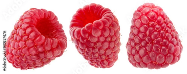 Fototapeta set of raspberries isolated on a white background