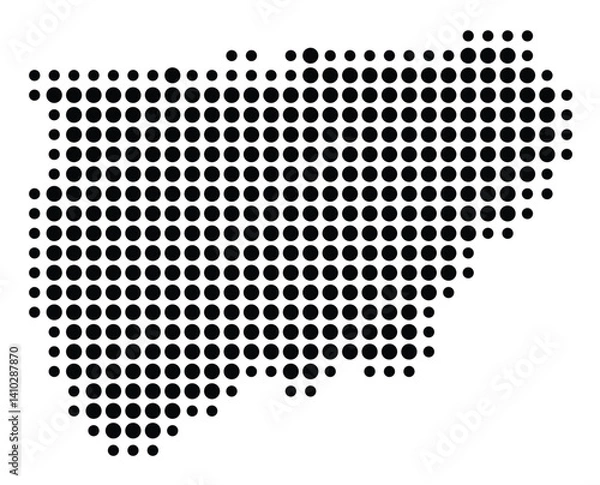 Fototapeta Symbol Map of the Provincia Jaen (Spain) showing the territory with a pattern of black circles