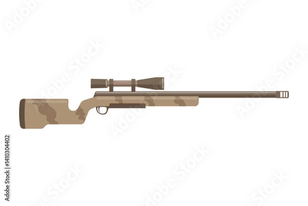 Fototapeta Modern hunting rifle with telescopic sight. Guns for hunting and sports are isolated on a white background.