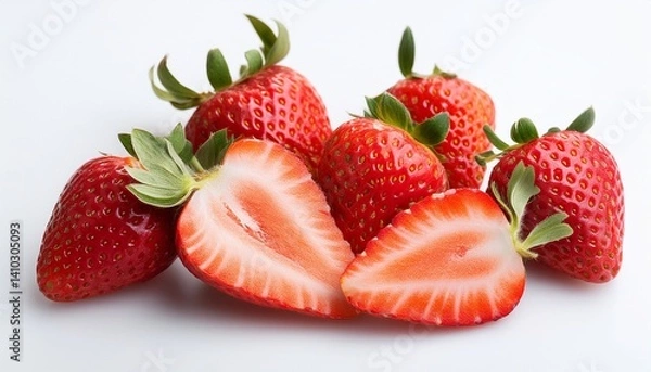 Fototapeta sliced strawberries white background