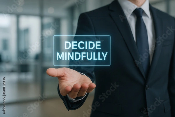 Fototapeta Mindful decision-making techniques for professionals in a modern office environment