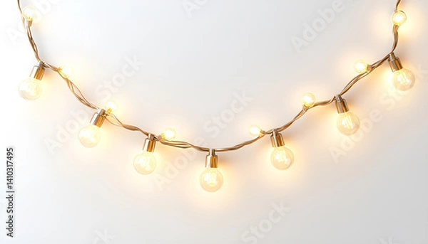Fototapeta String of christmas lights isolated on white background With clipping path