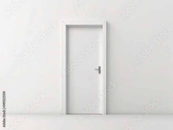 Fototapeta White door mock up isolated on white background, copy space