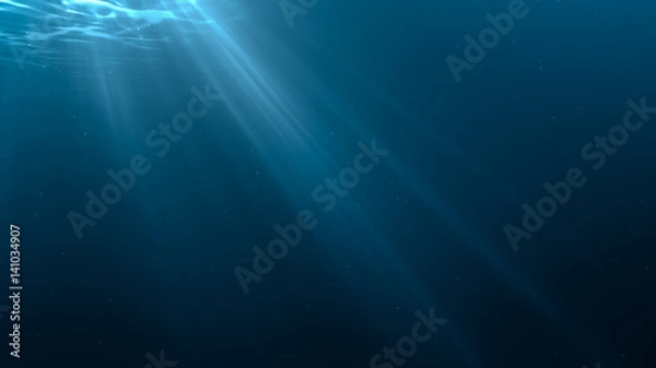 Obraz Promienie świetlne w podwodnej scenie. 3d świadczonych ilustracji.