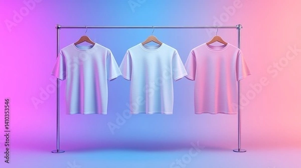 Fototapeta White t-shirts on a clean gradient background, showcasing simplicity and modern design.
