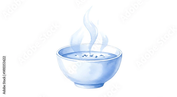 Fototapeta Watercolor Illustration of a Steaming Bowl of Soup