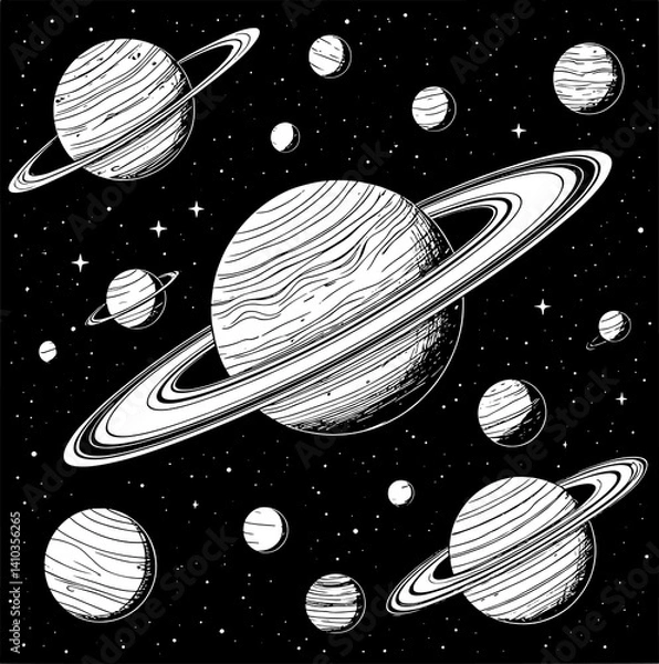 Fototapeta  pattern with planets and stars