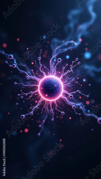 Fototapeta GLP1 molecule illustration with vibrant colors and cosmic background.