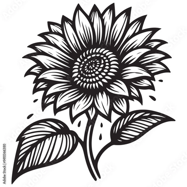 Fototapeta black and white flower vector