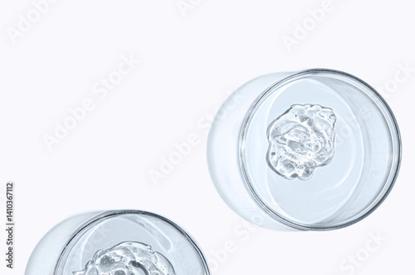 Fototapeta Skin serum or face wash gel in a Petri dish. For cosmetic procedures.