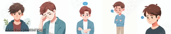 Fototapeta Vector of a young man feeling sad.