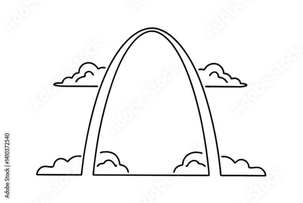Fototapeta Minimalist St Louis Arch Outline With Clouds Vector Illustration Graphic