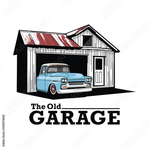 Fototapeta garage logo vintage garage vector illustration of a garage car in garage vintage car in garage