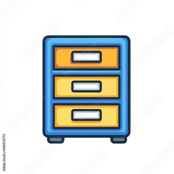 Fototapeta Modern Office Furniture: Sleek Blue and Yellow Drawer Cabinet for Home Office Storage and Workspace Organization