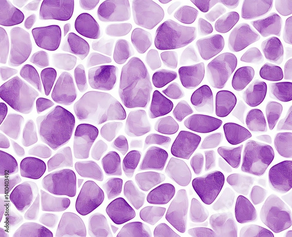 Obraz Abstract watercolor pattern featuring rounded irregularly shaped purple pieces against a white background.