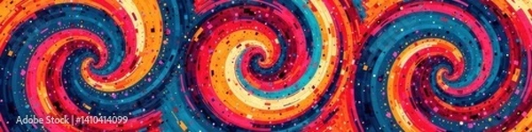 Obraz Retro swirls seamless pattern of colorful, abstract shapes moving in a circular motion, retro, graphics, backgrounds