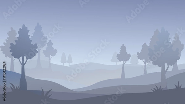 Fototapeta : early morning fog with barely visible trees