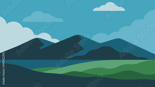 Obraz  minimal scottish highlands with cloudy sky