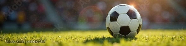 Fototapeta Minimalist soccer ball with subtle shadows and reflections, football, equipment