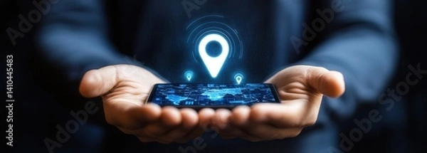 Fototapeta Global Location Services Displayed on Mobile Device