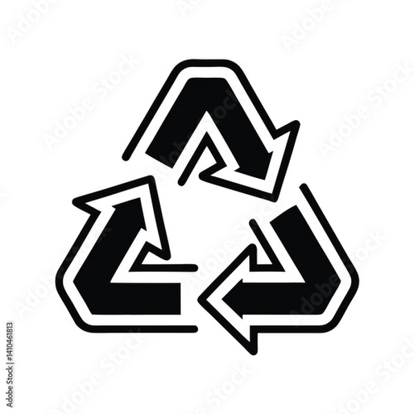 Fototapeta Recycle Icon Vector, Black Arrow Outline, Environmental, Transparent Background