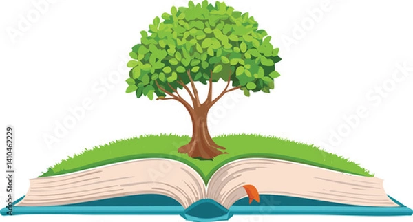 Fototapeta An open book with a tree growing from the pages vector isolated