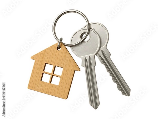 Obraz House keychain with keys isolated on transparent or white background, png