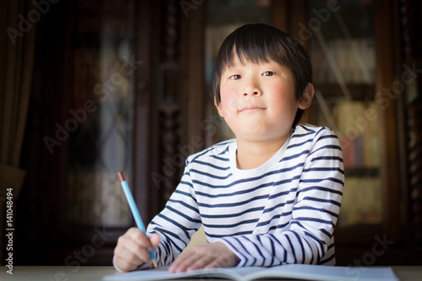 Obraz boy studying or doing home work