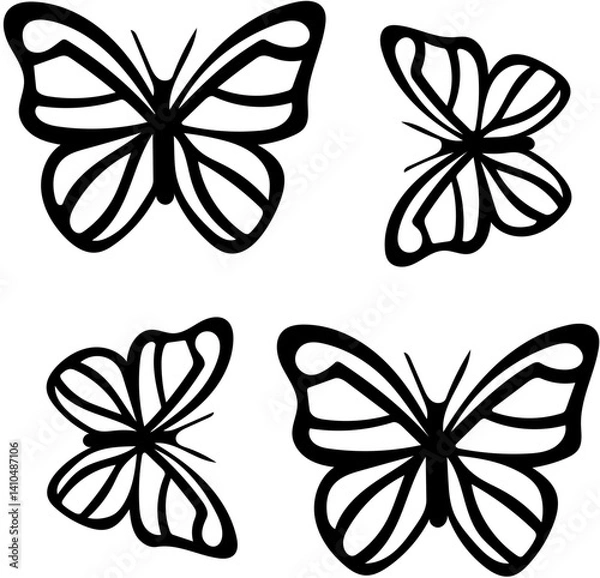 Obraz Seamless abstract pattern with butterflies and organic shapes