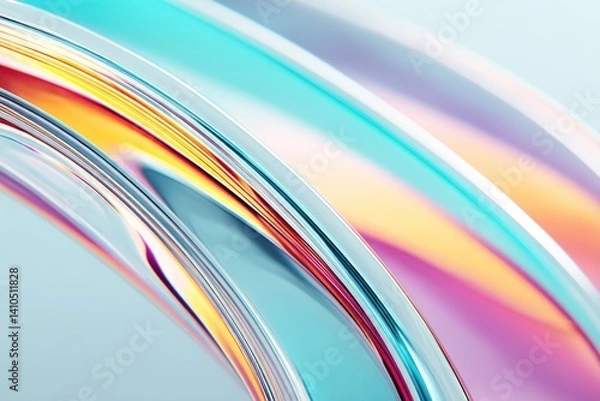 Fototapeta Metallic Plastic Wrap Texture Featuring a Vibrant Rainbow Spectrum