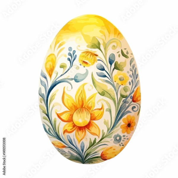 Fototapeta Easter Egg with Floral Design Vector Illustration – Festive and Ornamental Art