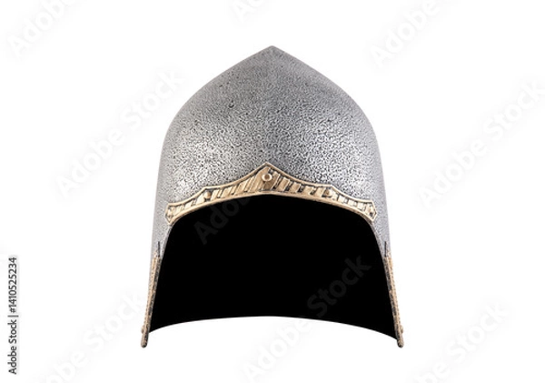 Fototapeta Medieval knight helmet isolated on white background with clipping path